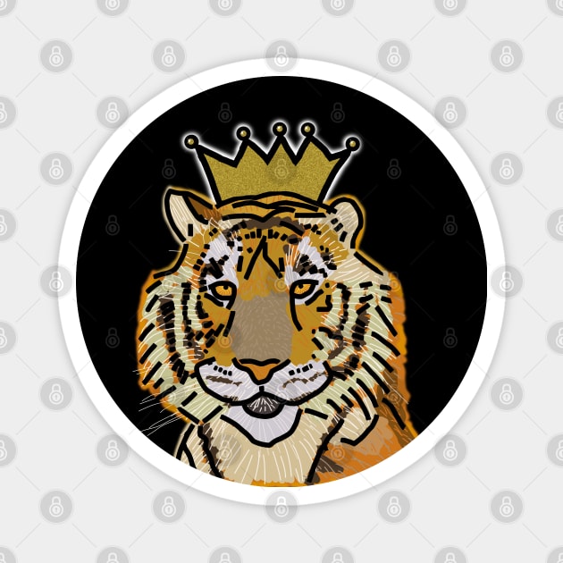 Big Cats Tiger Crown Magnet by ellenhenryart